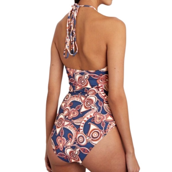 NWT A.L.C. Navy Multi Print Anita Cut-Out One Piece - Sz M - Picture 2 of 5